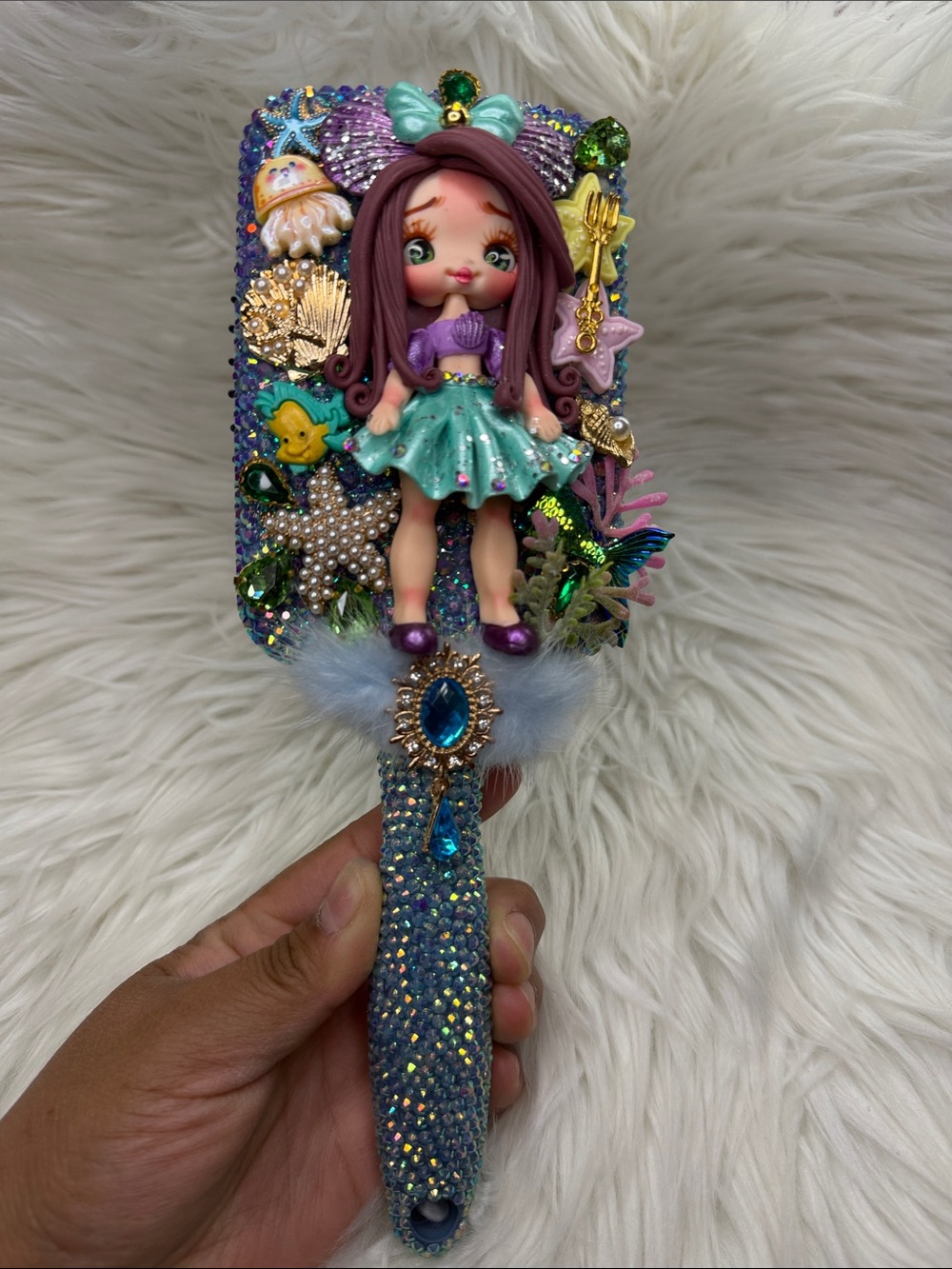 Ariel Handcrafted Mermaid Doll Brush - Up Turquoise & Purple Kids Toy